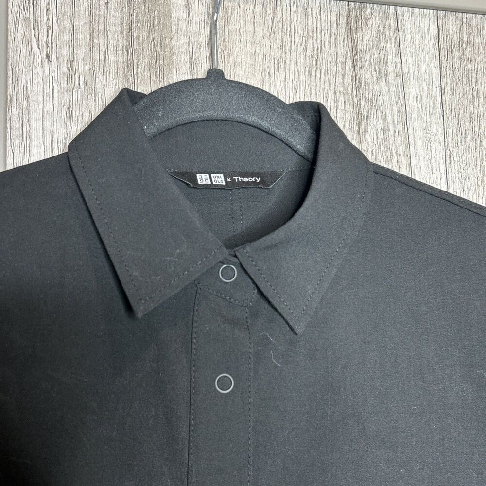 Uniqlo X Theory Jacket Size S AirSense Shirt Ultra Light Black Relaxed Fit - Picture 2 of 9